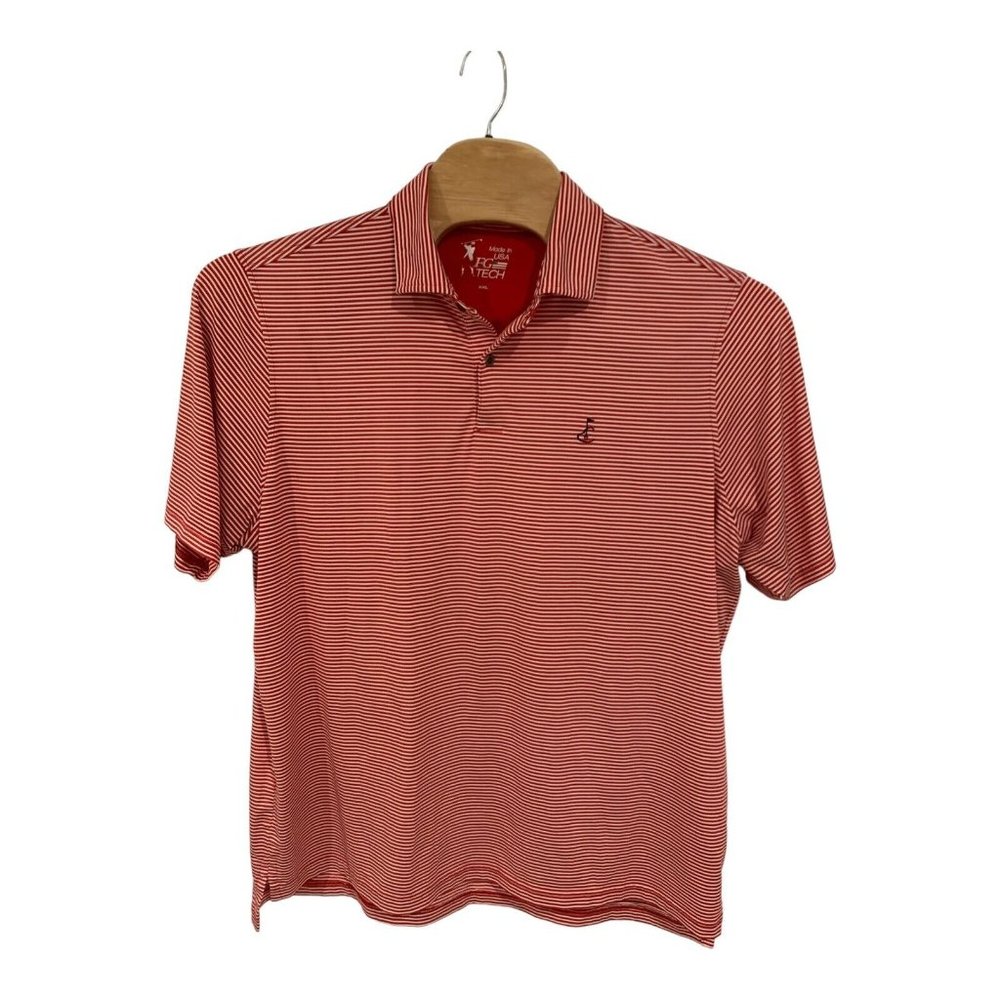 Royal Poinciana Golf Club FG‎ Tech Stretch Polo Shirt Men's 2XL Red Striped EUC